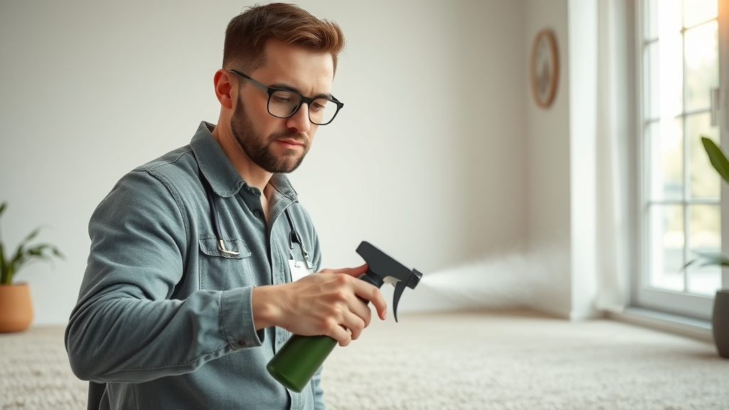 Eco-friendly carpet cleaning professional treating modern home carpet